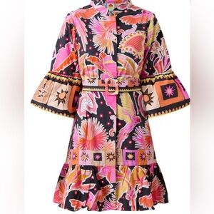 FARM Rio Black Enchanted Nature Floral Dress S NWT $180